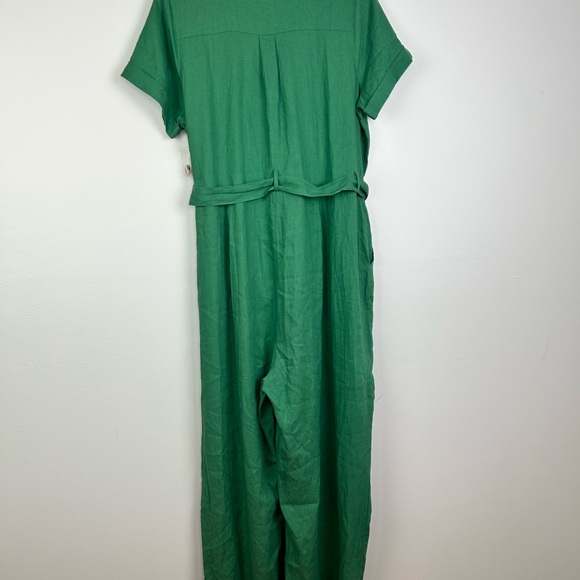 Modcloth linen blend Green Button-Up Jumpsuit Women’s Size 1X belted green NWT - Picture 10 of 16
